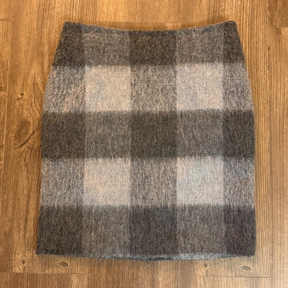 Talbots Pencil Skirt Grey Buffalo Plaid Wool Alpaca Blend Lined Women Size 8